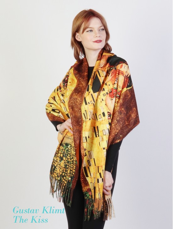 Gustav Klimt The Kiss Oil Painting Scarf